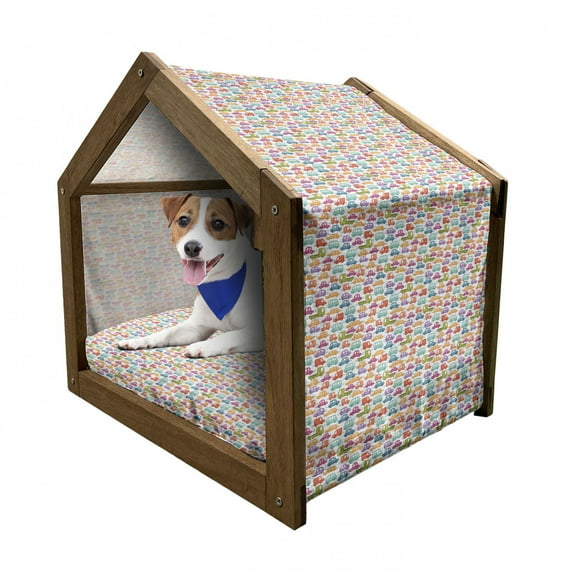 Cars Pet House, Doodle Style Cars with Vibrant Colors Various Types of Vehicles Truck Bus Limousine, Outdoor & Indoor Portable Dog Kennel with Pillow and Cover, 5 Sizes, Multicolor, by Ambesonne