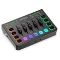thumbnail image 1 of IXTECH Mezclador de audio para juegos, placa de sonido de 4 canales, interfaz de audio para PC RGB con soporte para micrófono XLR, ecualizador de audio para juegos, podcast, streaming, karaoke, contro, 1 of 5