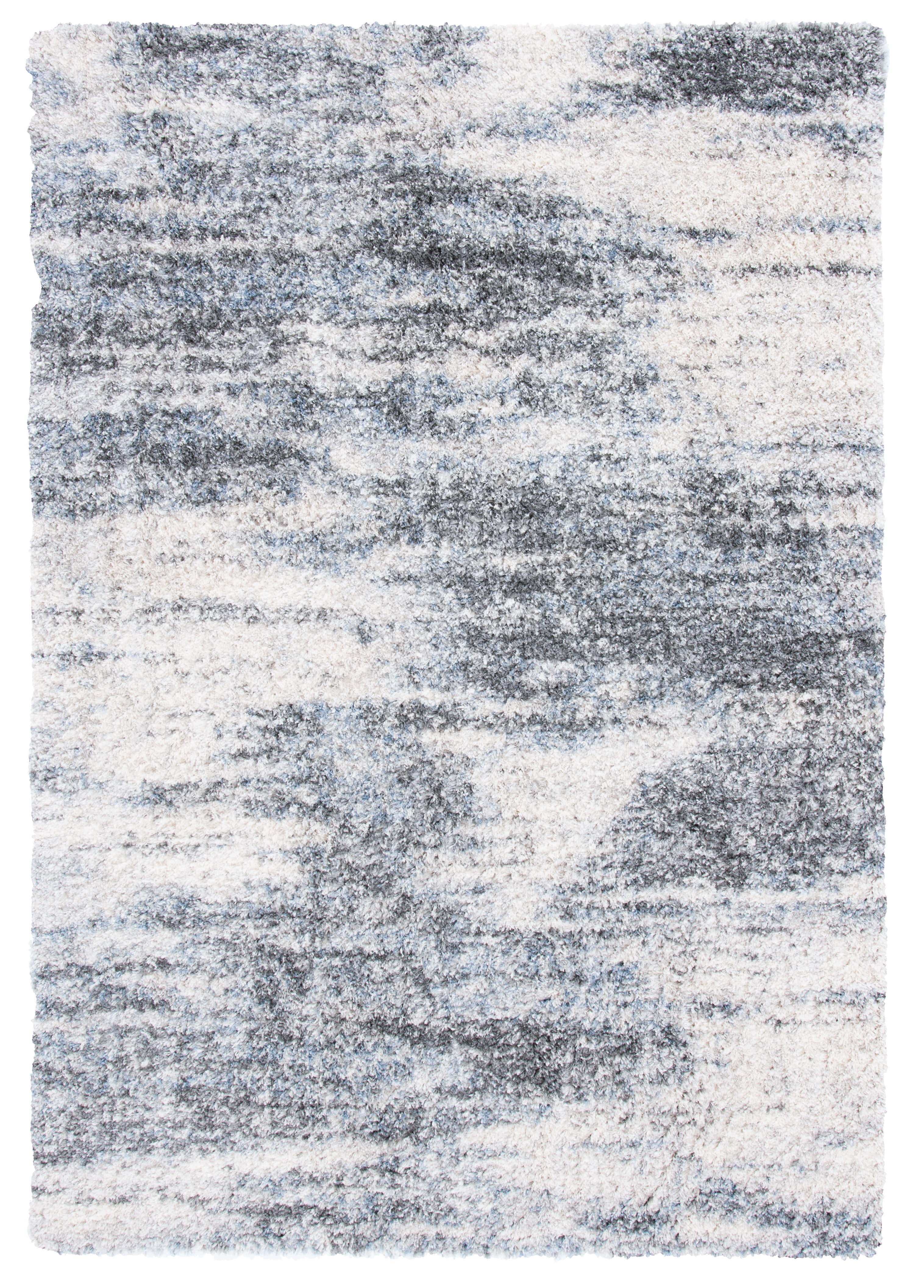 SAFAVIEH Berber Kyler Abstract Shag Area Rug, Ivory/Gray, 9' x 12'
