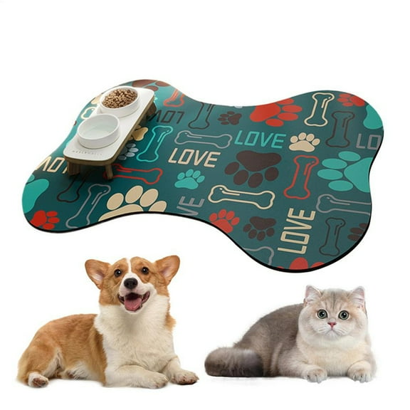 Dog Mat for Food and Water Anti-Slip Absorbent Bowl Mats Quick Dry Dispenser Floors