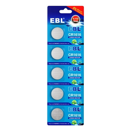 - EBL CR1616 3V Lithium Batteries Coin Button Cell Watch Battery - 5 Pack