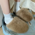 thumbnail image 5 of Xfvqtps Fuzzy Slippers for Women Fluffy Close Toe Slide House Slippers for Indoor Bedroom Warm Furry Slipper for Fall Winter Coffee, 5 of 7