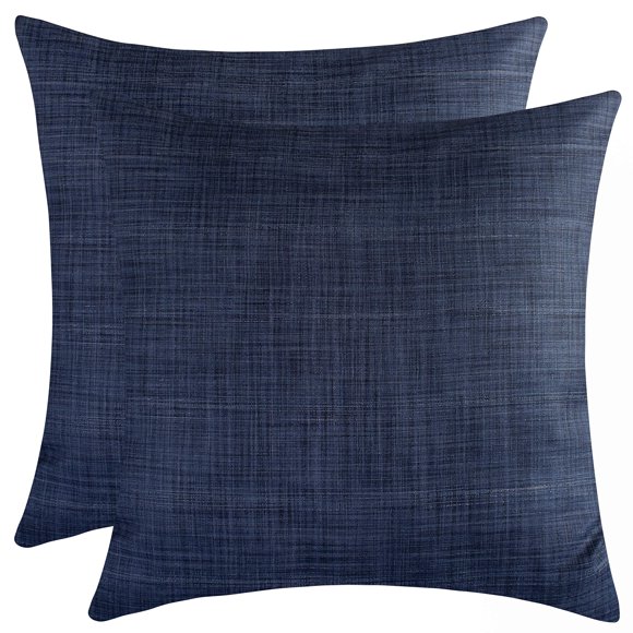 The White Petals Dark Blue Throw Pillow Cover - (16x16 inch) | Decorative, Washable Cushion Covers for Couch, Sofa, Bedroom, Living Room - Pack of 2