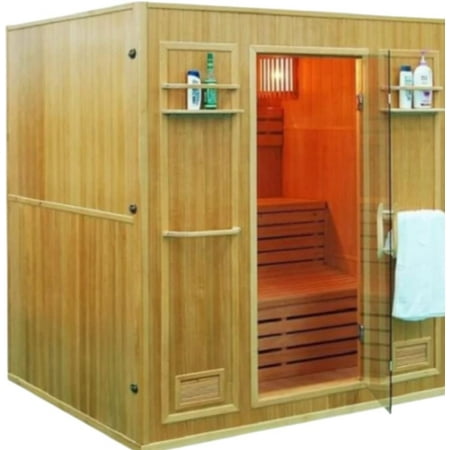 HEALTH AND MED.COM 4 Person Canadian Hemlock Indoor Traditional Steam Sauna Wet Dry with Upgraded Harvia Vega 6K -Heatwave Sauna for Better Comfort and Relaxation time in Your Home or spa