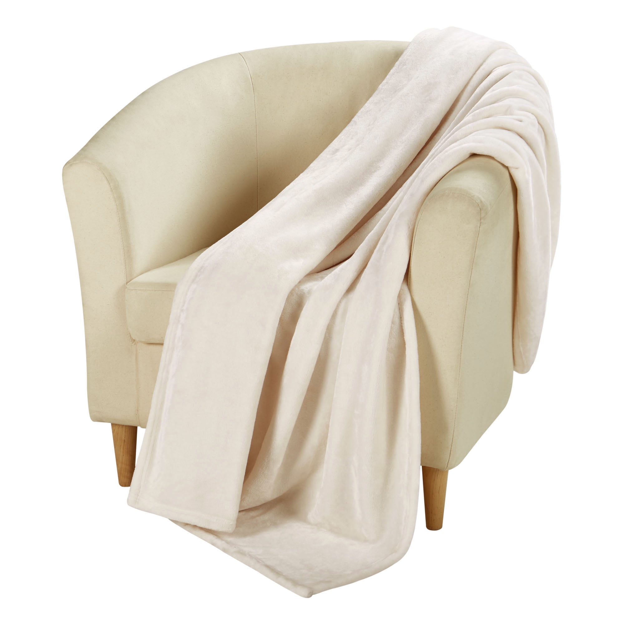 HOMETRENDS White Velvet Plush Blanket, King, 20% Recycled Polyester