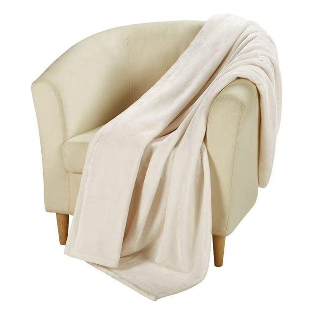 HOMETRENDS White Velvet Plush Blanket, Queen