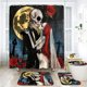 thumbnail image 1 of NEWSUYAA - Juego de cortinas de ducha con decoración de Halloween, alfombrillas antideslizantes y alfombrillas de baño, cortinas de bañera de Pesadilla antes de Navidad con 12 ganchos, decoración de, 1 of 7