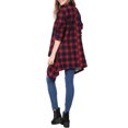 thumbnail image 3 of Unique Bargains Women's Plaid Asymmetric Kimono Open Front Loose Cardigan, 3 of 7