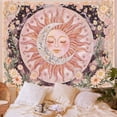 thumbnail image 3 of Sun Moon Daisy Tapestry, Boho Aesthetic Floral Wall Art, Pink Hippie Decor for Living Room Bedroom Home, 3 of 8