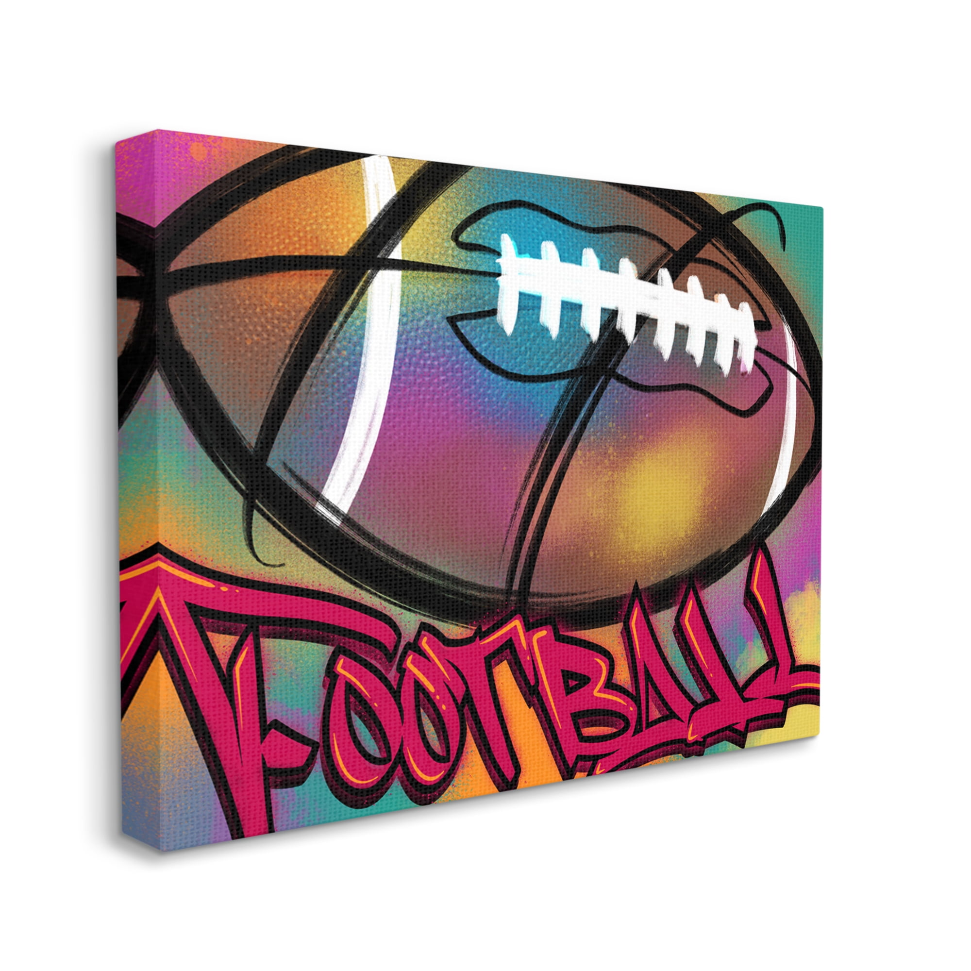 Stupell Industries Urban Sports Football Abstract Painting Gallery Wrapped Canvas Art Print Wall Art, 40 x 30