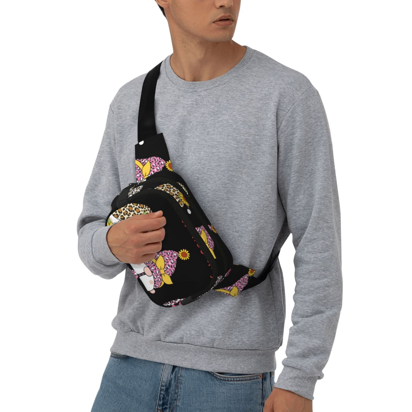Picia Have a Nice Day Print Square Double-Layer Waist Bag Mini Adjustable Waist Belt Bag Exercise Running Travel Hiking