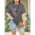 thumbnail image 4 of XCHQRTI Womens Daisy Tshirt Graphic Plus Size Casual Shirt Oversized Short Sleeve Summer Flower Tops, 4 of 8