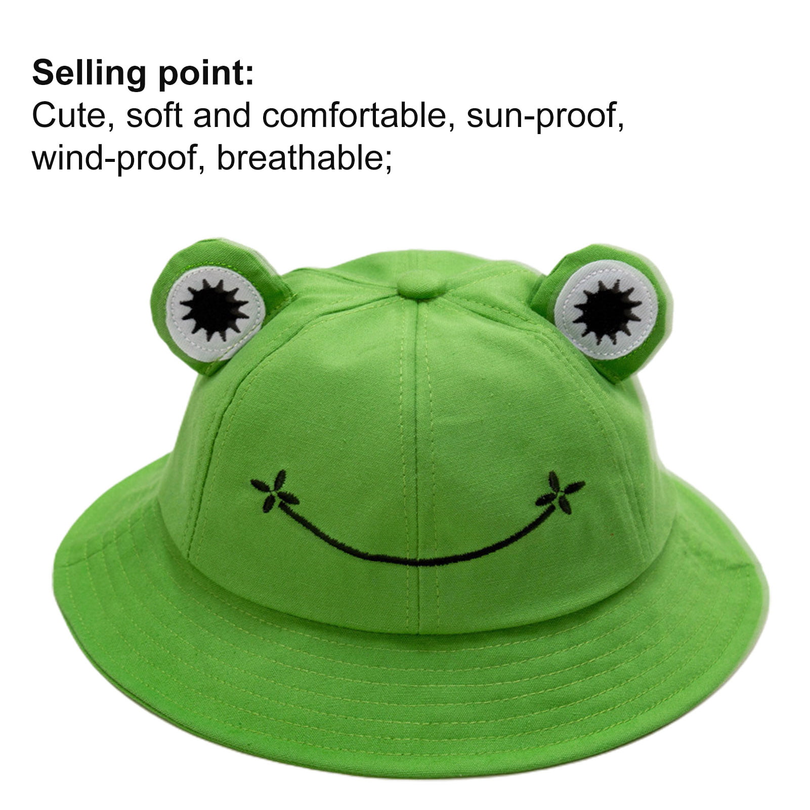 harmtty Adult Kids Bucket Hat Cute Frog Anti Sun Wide Brim Foldable Fisherman  Cap for Outdoor,Green Adult 