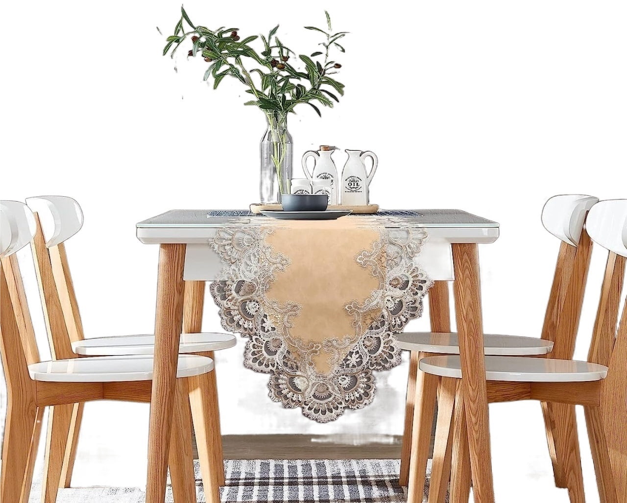 Lace Dining Table Runner, Coffee Table Runners 48 inches Long for Kitchen Home Christmas Party Decorations