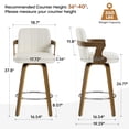 thumbnail image 6 of 26"Mid Century Modern Bar Stools Swivel Counter Height Bar Stools with Back and Dual Arms Faux Leather Upholstered Bar Chairs with Bent Wood Legs for Kitchen Island Black White, 6 of 14