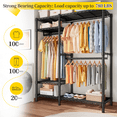 thumbnail image 3 of Clothing Rack 680LBS Capacity Garment Clothes Rack,Metal Wadrobe Closet with Wire Shelves，Black, 3 of 7