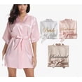 thumbnail image 1 of Batas Para Novias Damas Bordada Suave Pijamas Satin Camisón Modelo Rosa Talla M, 1 of 4