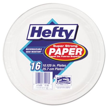 Hefty Super Strong Paper Dinnerware, 10 1/8" Plate, Bagasse, 16//pack, 12 /packs//carton (RFPD710160CBTCT)