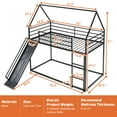 thumbnail image 3 of CITYLE Bunk Bed with Slide Twin over Twin, Metal House Bunk Bed for with Convertible Slide and Ladder, Low Bunk Bed for Bedroom, Floor Bunk Bed, Easy Assembly, Black, 3 of 7