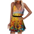 thumbnail image 1 of Vestido HUOGUO, sin mangas, cuello en V, estampado casual, para mujer, 1 of 3