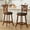 Brown, variant on Joywind Farmhouse Swivel Bar Stools Set of 2, 24" Carved Lotus Barstools, Faux Leather Upholstered Counter Chairs with Solid Footrest & Wood Legs, Rustic Brown