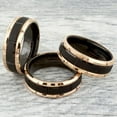 thumbnail image 3 of Tungsten Carbide Rings for Men Wedding Bands for Him 8mm Black Brushed Rose Gold Plated Edge Grooved, 3 of 5