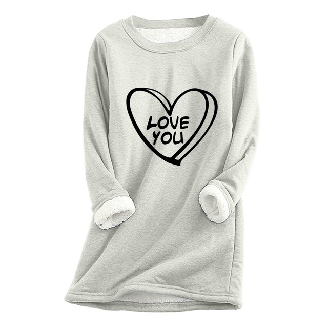 Birdeem Womens Fall/Winter Oversized Valentines Day Printed Top with Thickened and Plush Insulation and A Snug Base Shirt