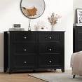 thumbnail image 4 of Spacious 6 Drawer Dresser for Bedroom - Modern Wooden Storage Cabinet with Deep Drawers & Metal Knobs - Wide Organizer for Closet, Nursery, Living Room, Entryway - Black, 4 of 7