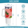 thumbnail image 3 of Strawberry Pattern 40 oz Tumbler with Handle Insulated&nbsp;Travel Mug&nbsp;Lid Straw Leak Proof Steel Vacuum Water Bottles Glasses Fits in Car Cup Holder, 3 of 7