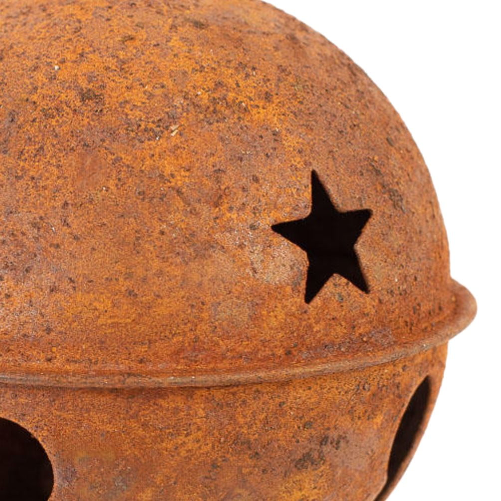 6pc Rusty Metal Sleigh Bell Ornaments 80mm - for Christmas Decor - Factory Direct Craft