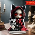 thumbnail image 2 of nvzhuang Spooky Halloween Decor Acrylic 2D Flat Goth Girl and Dog Figurine Creepy Desktop Decorations for Haunted House Party, 2 of 7