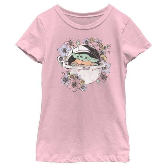 Girl's Star Wars: The Mandalorian The Child Floral Bassinet  Graphic Tee Light Pink Medium