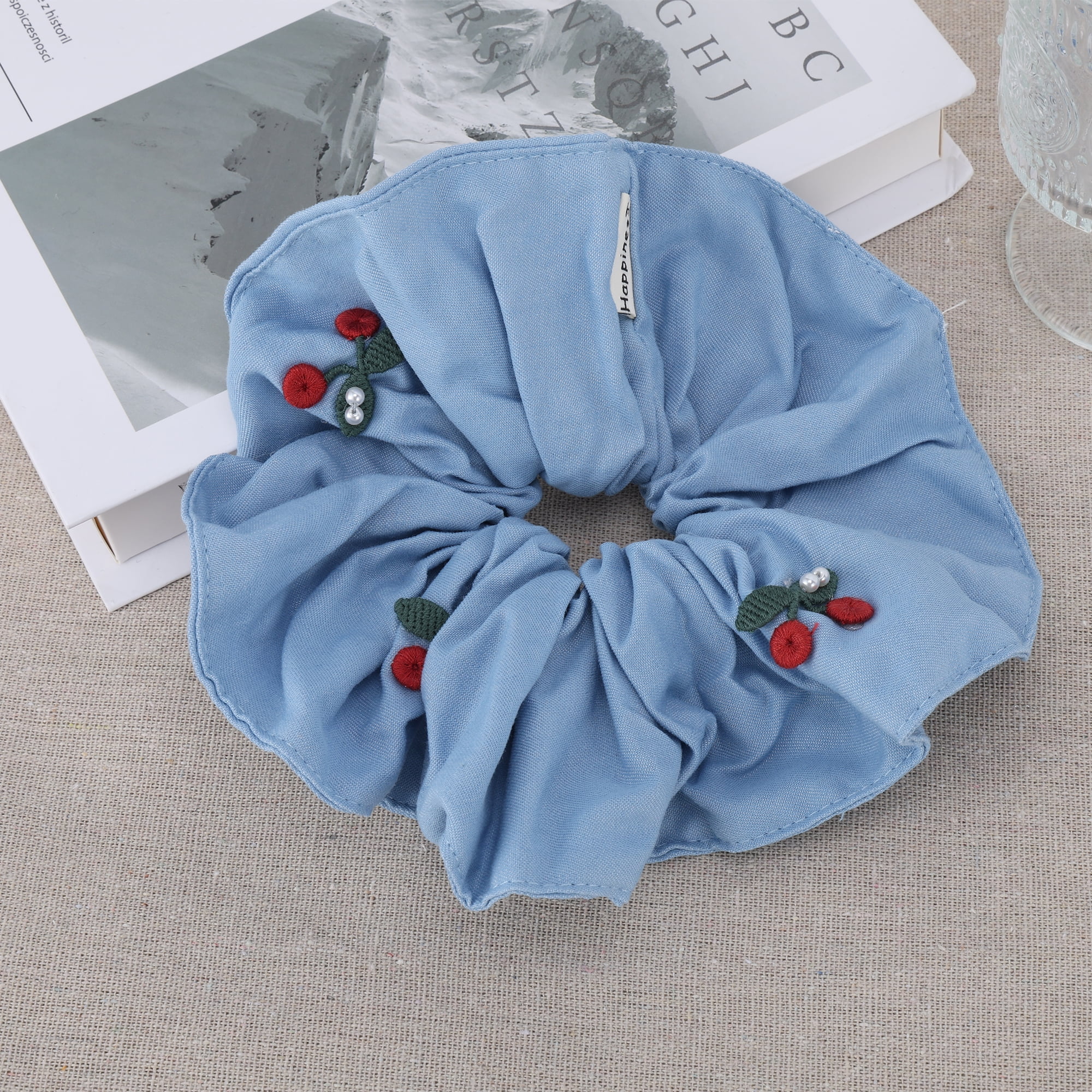 Unique Bargains Embroidery Denim Hair Ties All Occasions Styles Light Blue