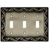Brainerd Leaf and Vine Triple-Switch Wall Plate, Brushed Satin Pewter