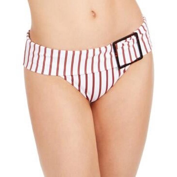 $55 WeWoreWhat Annie Pinstripe Hipster Bikini Bottoms Women's Swimsuit Red Small