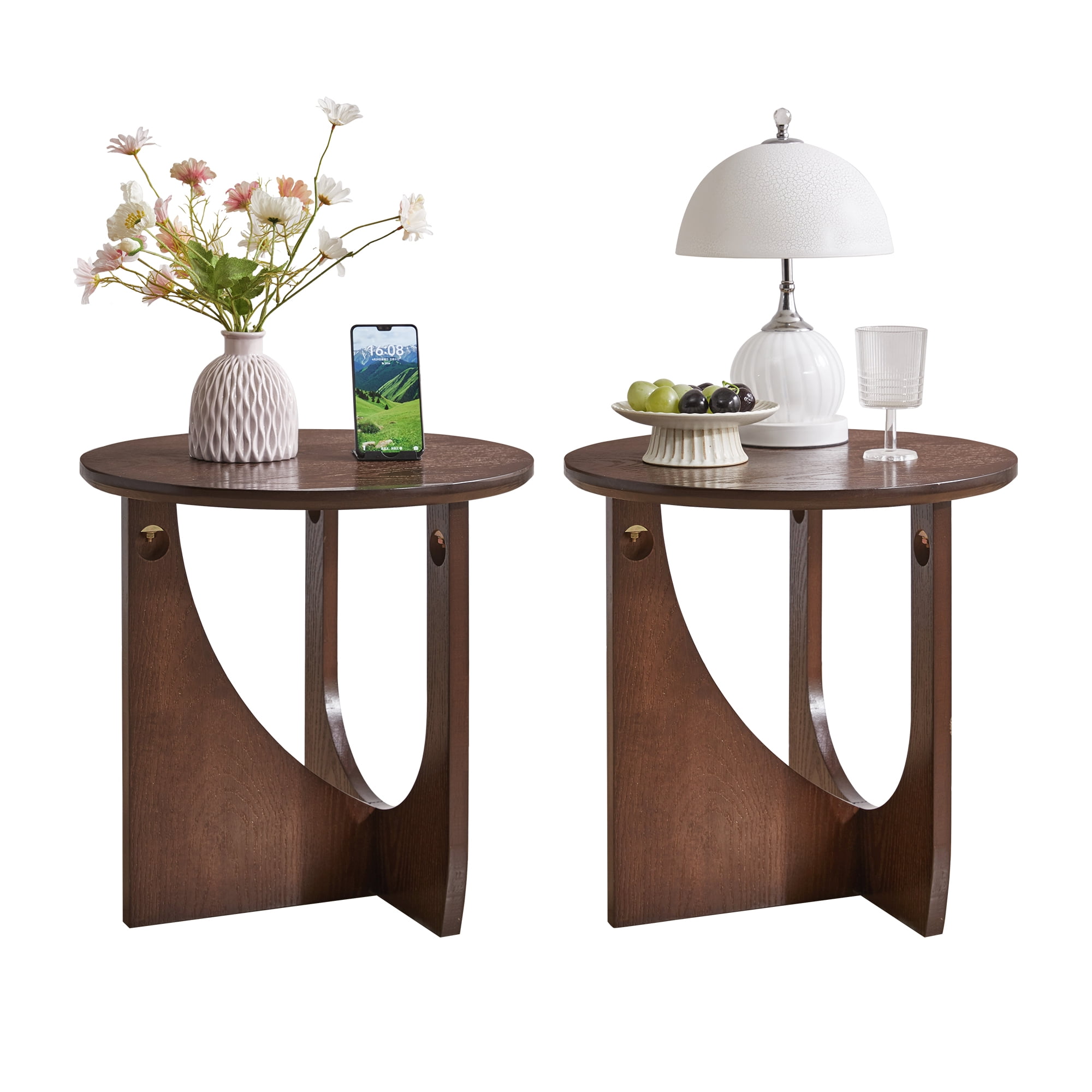Solid Wood Edge Table 2-Piece Set, Natural Wooden Edge Table, Simple Center Table, Living Room Minimalist Decor Table