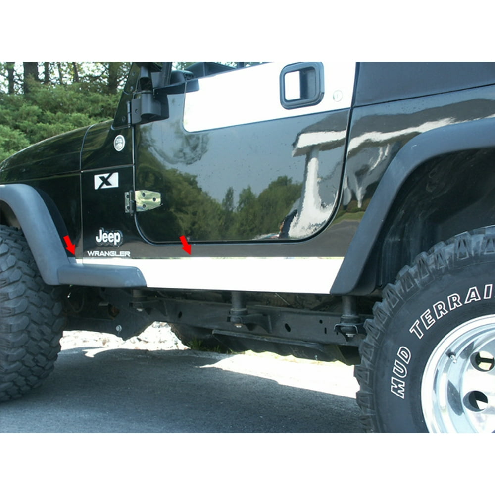 Stainless Rocker Panel Trim 4Pc Fits 19972006 Jeep Wrangler TJ TH45090