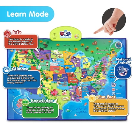 BEST LEARNING i-Poster My USA Interactive Map - Educational Smart Talking US Poster Toy for Kids Boy or Girl Ages 5 to 12 Years