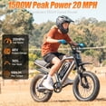thumbnail image 4 of Class 2 Mini Electric Bike for Teenagers, 20 MPH 750W Motor, 48V 15.6Ah Removable Battery, 16 x 3 Fat Tires, Silver, UL2849, 4 of 9