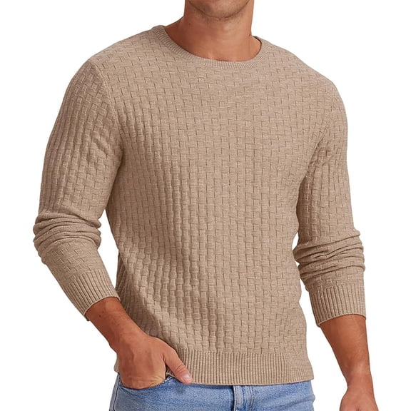 Sweaters for Men Knit Tops Blouse Men Classic V-Neck Long Sleeve Cable Thickened Thermal Knit Pullover Fall Winter Base Sweater