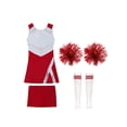 thumbnail image 3 of RUNQHUI Tenue de Cheerleader Brillante pour Filles, Costumes de Cheerleading avec Shorts, Pompons et Chaussettes, Rouge 14, 3 of 5