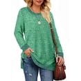 thumbnail image 4 of Sweatshirt for Women Long Sleeve Tunic Tops Color Block Crewneck Sweatshirts Side Split, 4 of 7