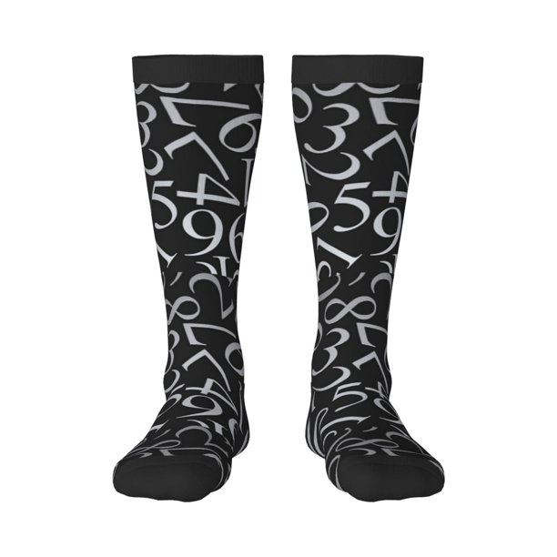 Fotbe Numbers Calcetas Divertidas Estampadas para Hombre y Mujer, Calcetas de Algodón hasta la Rodilla para Caminar, Correr, Enfermería y Embarazo
