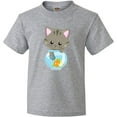 thumbnail image 3 of Inktastic Kitty And The Fish Bowl, Cute Little Cat, Fish Youth T-Shirt, 3 of 5