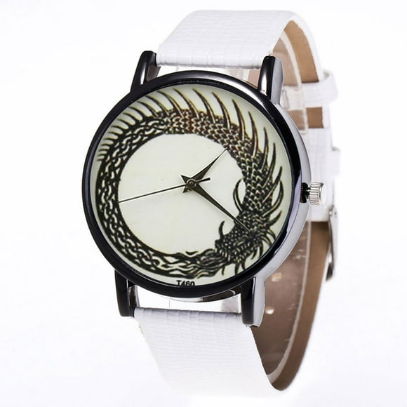 Leather Watchband Couple Watch Quartz Movement Lovers Watch Couples Watches - White