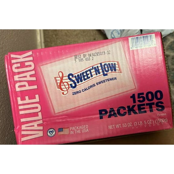 Sweet'N Low Zero Calorie Sweetener, Sugar Substitute 1500 Count​ Packets, 53 oz,