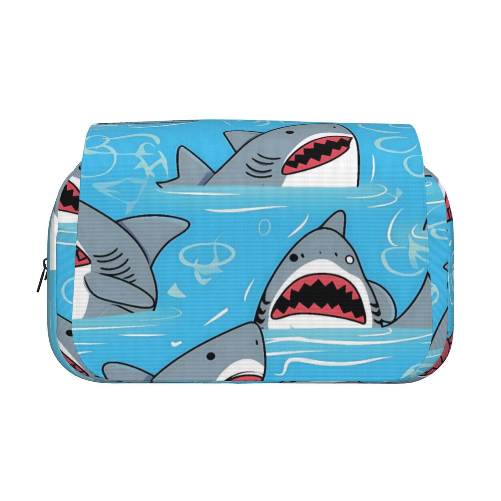 Large-Capacity Flip-Top Double-Layer Pencil Case, Multi-Functional Pocket Pen Case, Durable Stationery Organizer Shark (13)