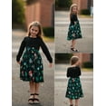 thumbnail image 4 of Oudiya Girls A-Line Twirly Skater Dress with Long Sleeves and Casual Bow Tie for Kids, 4 of 9