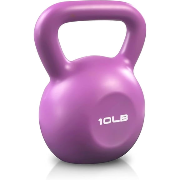 10lbs Vinyl Coated Cement Kettlebell Home Gym Strength Training & Yoga Weight Lifting Equipment Purple