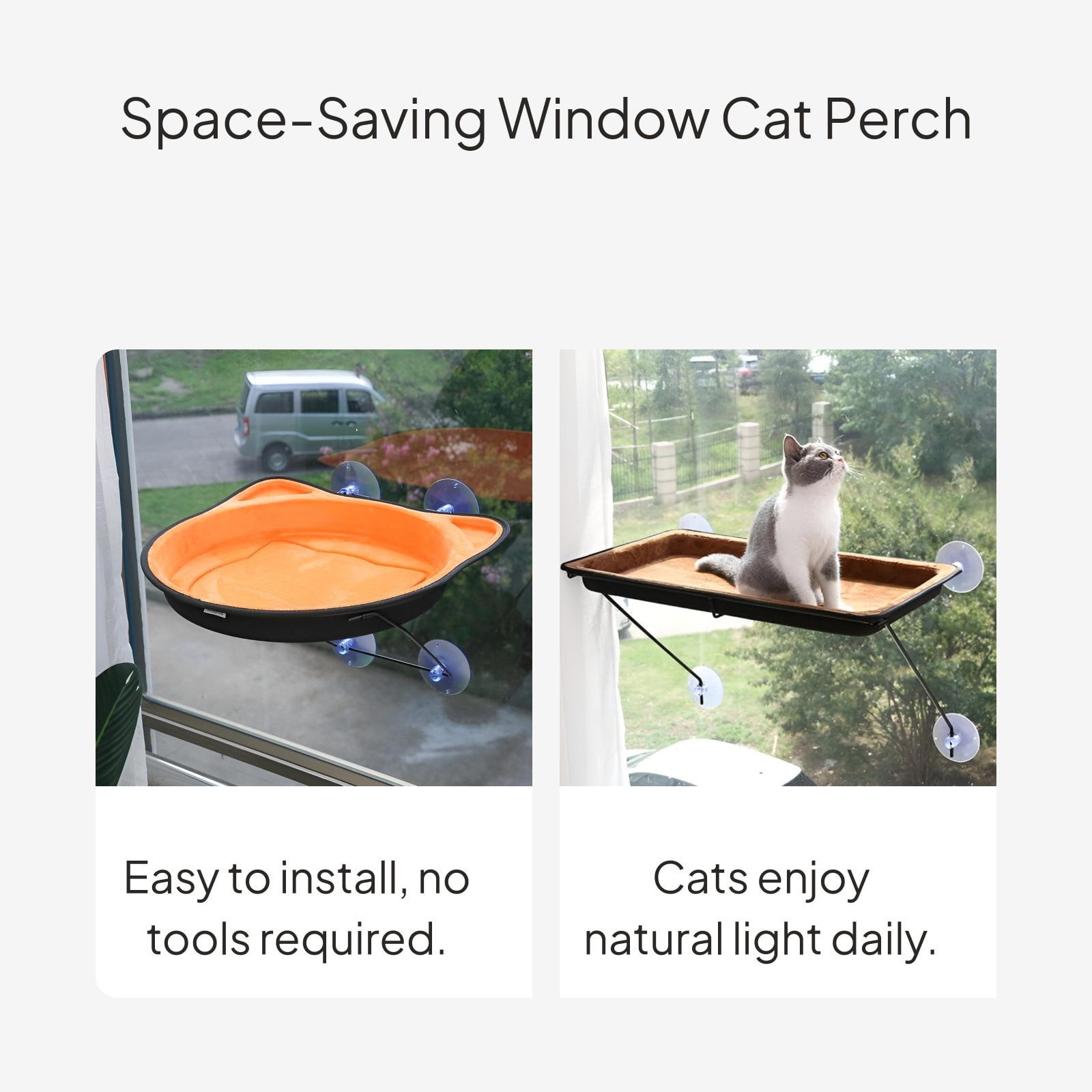 Tnarru Cat Window Lounger with Suction Mount, Iron Frame Blue